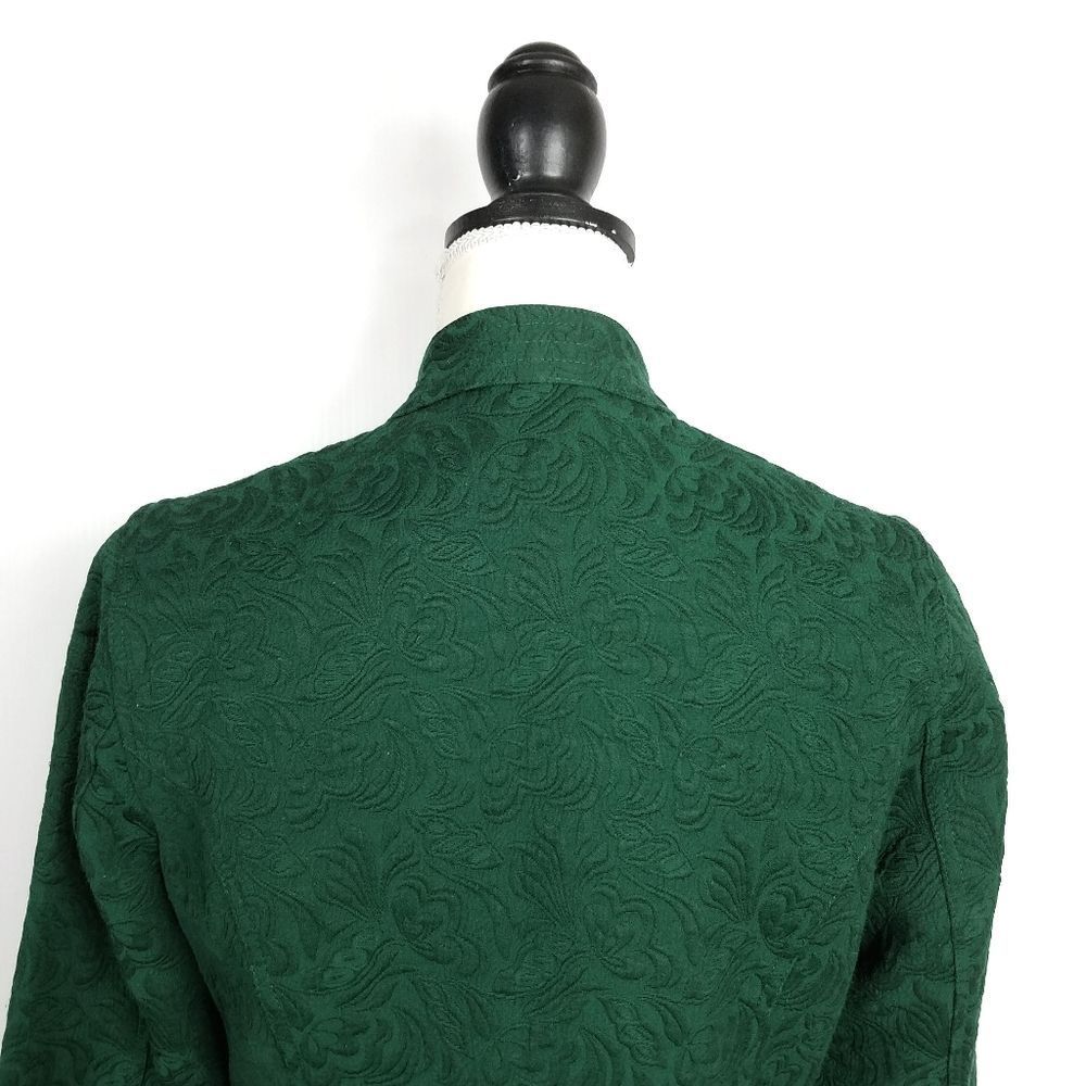 Chico's Green Jacquard Tapestry Zip Front Blazer Jacket - Picture 5 of 7
